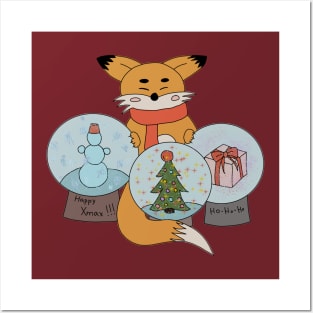 Xmas story tale: Fox and Snow Globes Posters and Art